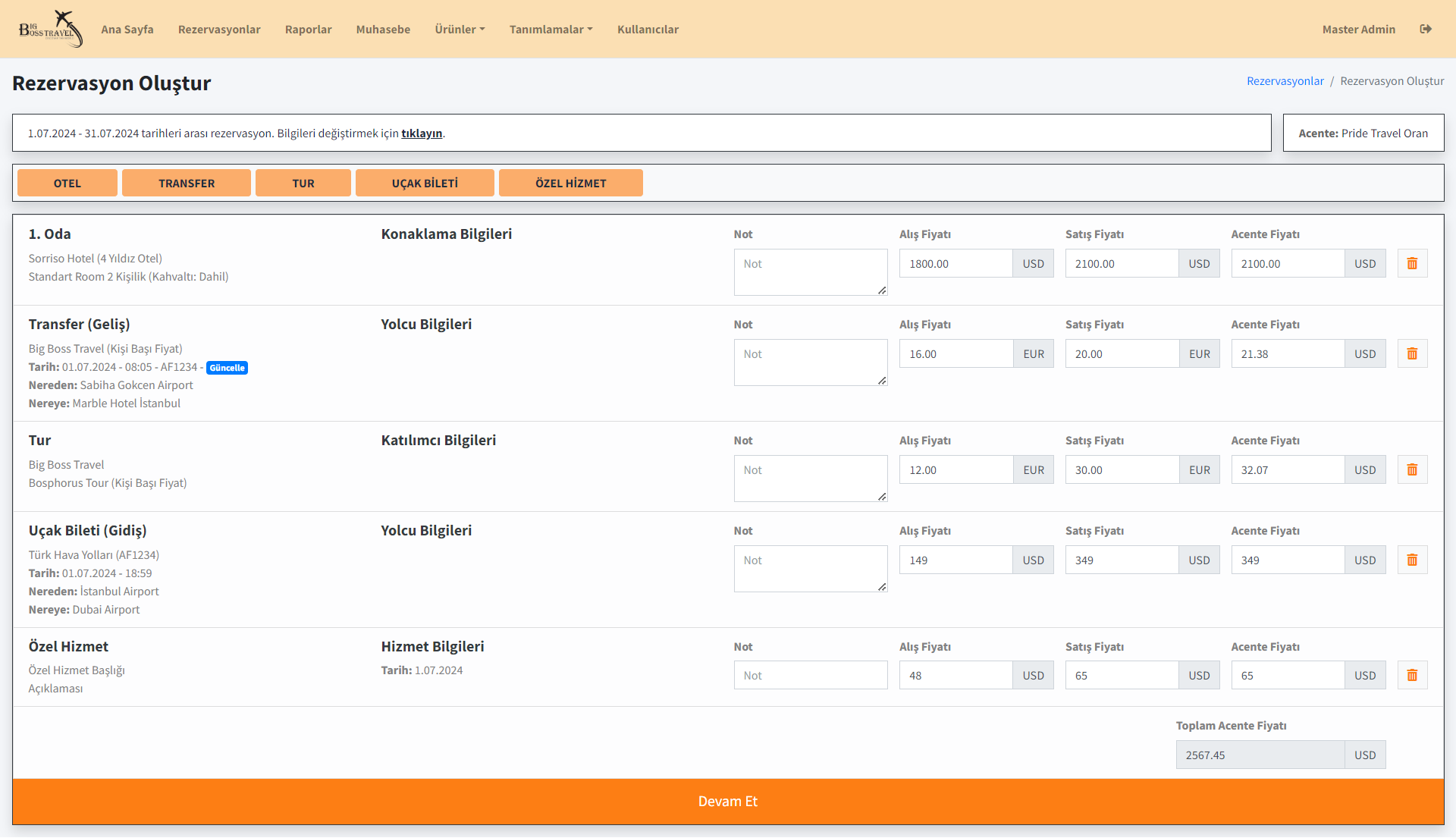 Add Hotel, Transfer, Tour, Flight Ticket to Travel Agency Booking