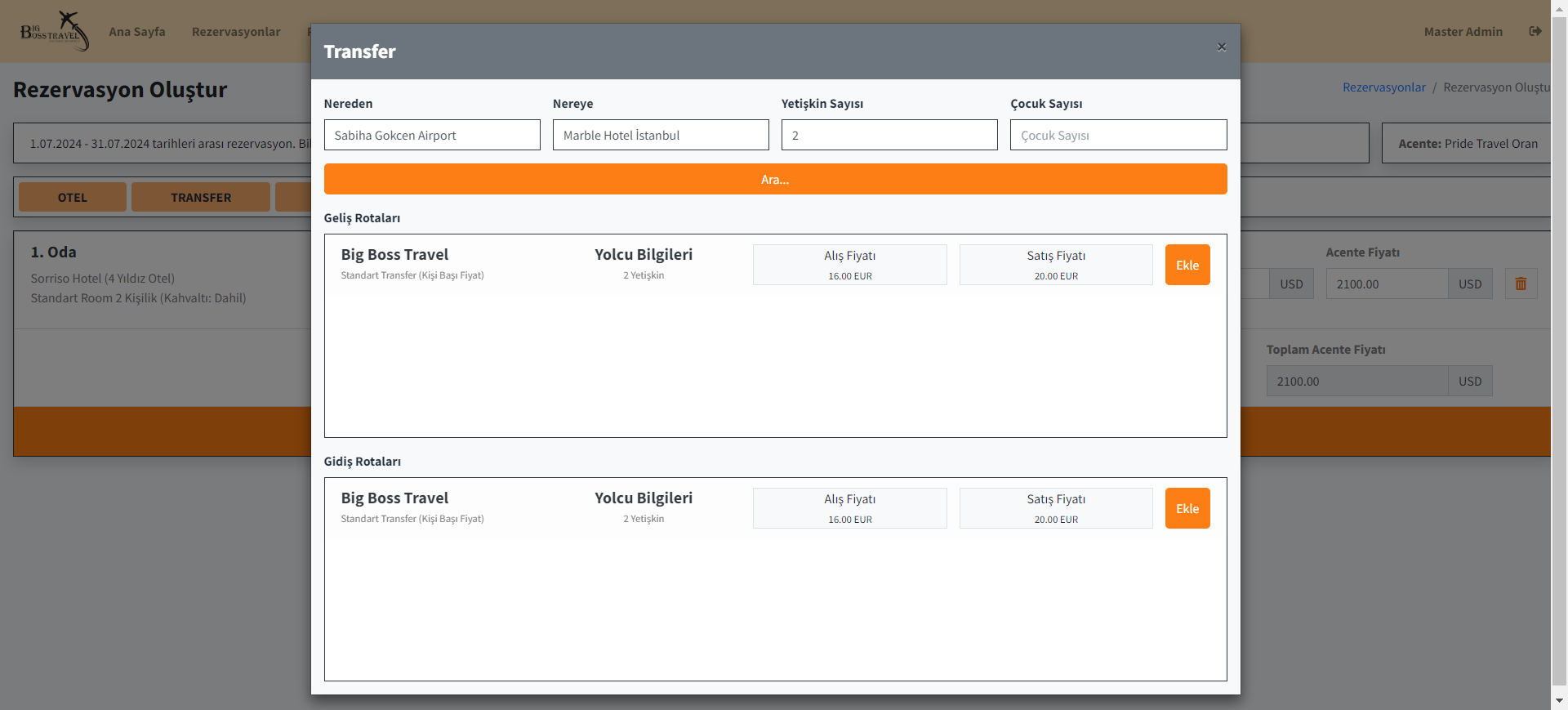 Add Transfer to Travel Agency Booking