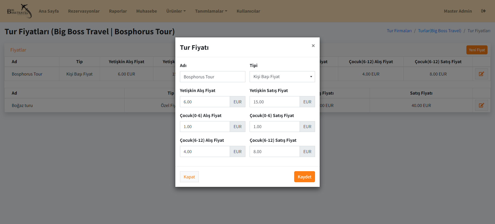 Adding Standard Price to Tours