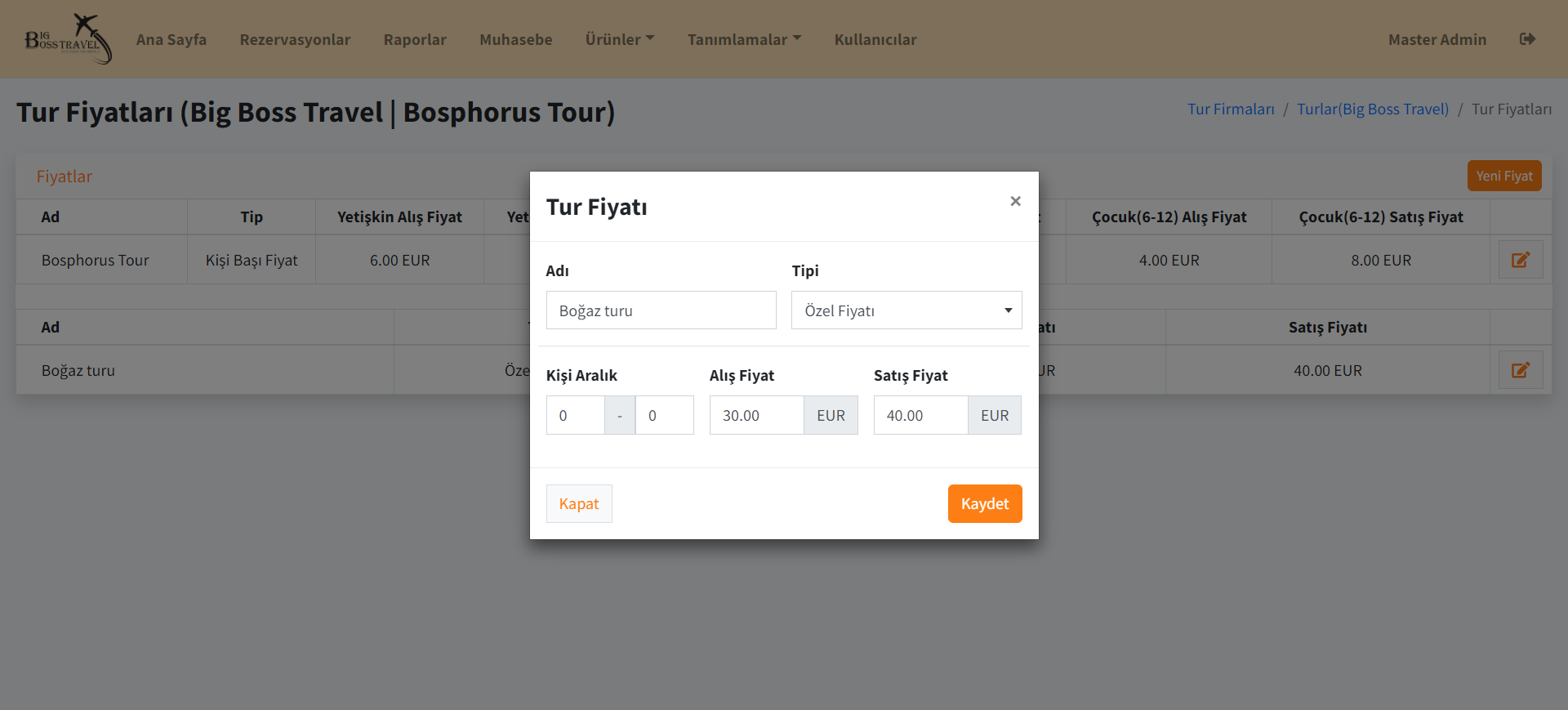 Add Tour Special Price