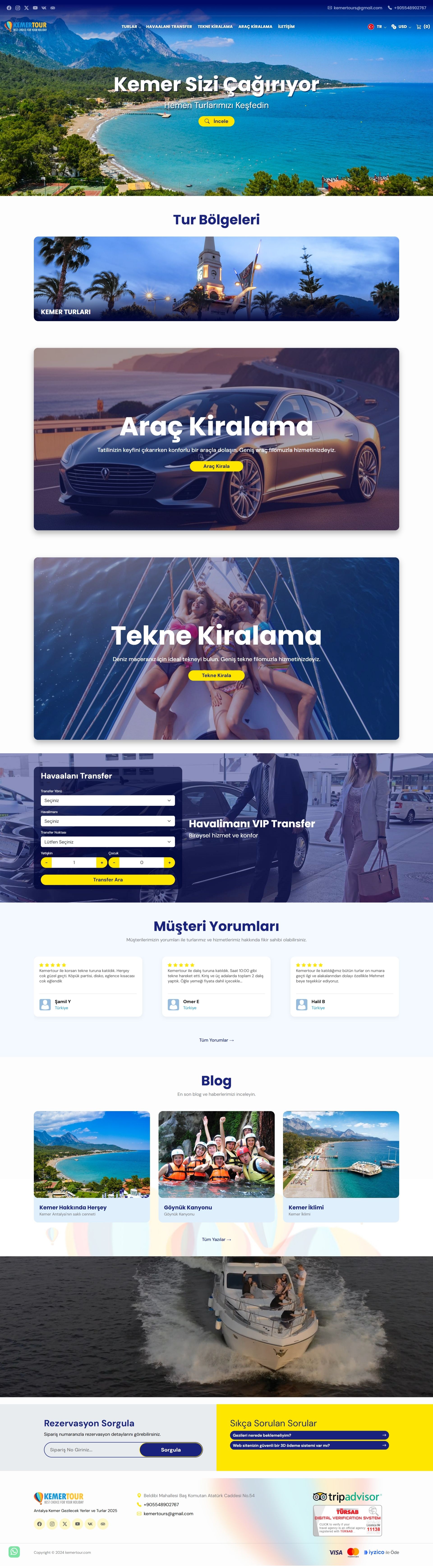 Kemer Tour Seyahat Acenta Tur Tekne Turu Havalimanı Transfer Araç Kiralama Web Sitesi Antalya